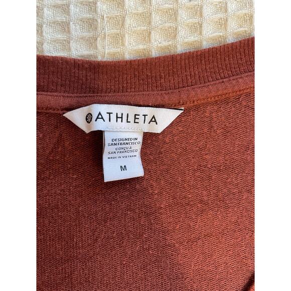 Athleta Burnt Orange V Neckline Long Sleeve Relaxed Athleisure Sweater/Tee Med - Picture 9 of 12